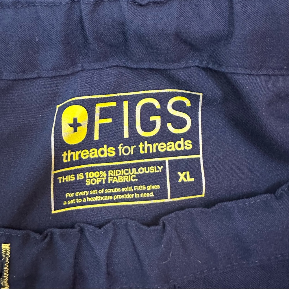 FIGS Navy/Yellow Thread Scrubs Pants Women's - Picture 3 of 5